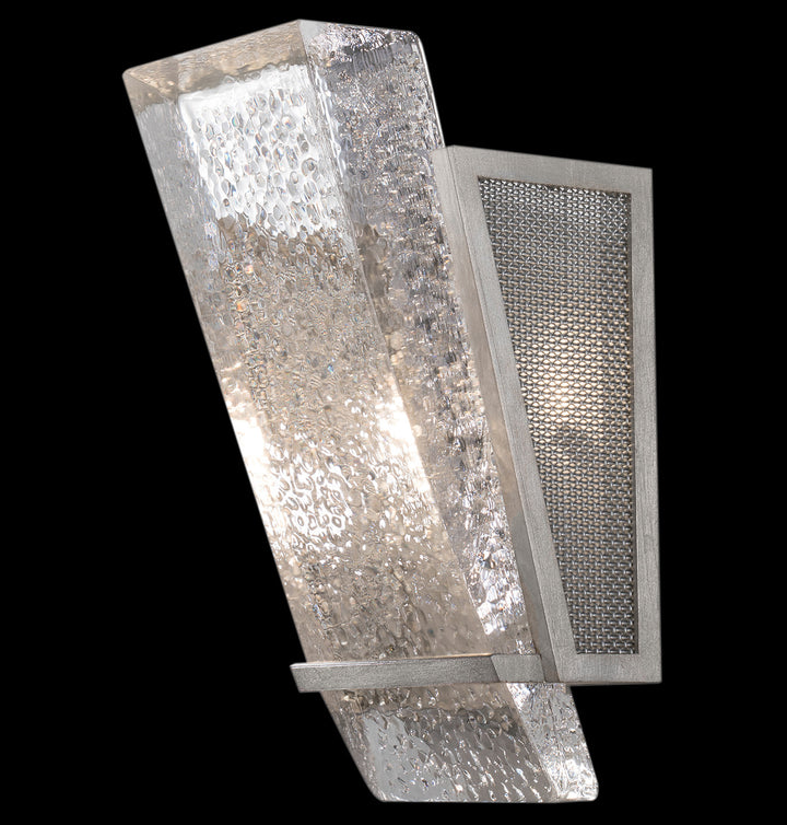 Fine Art Handcrafted Lighting Crownstone 13"H Sconce in Standard Silver Leaf, Metal Mesh Inserts (890750-12ST)