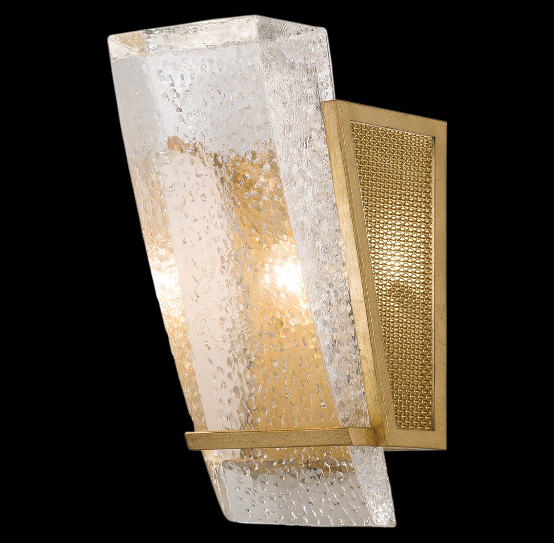 Fine Art Handcrafted Lighting Crownstone 13"H Sconce in Standard Gold Leaf, Metal Mesh Inserts (890750-22ST)
