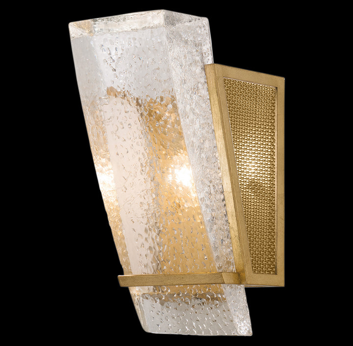 Fine Art Handcrafted Lighting Crownstone 13"H Sconce in Standard Gold Leaf, Metal Mesh Inserts (890750-22ST)