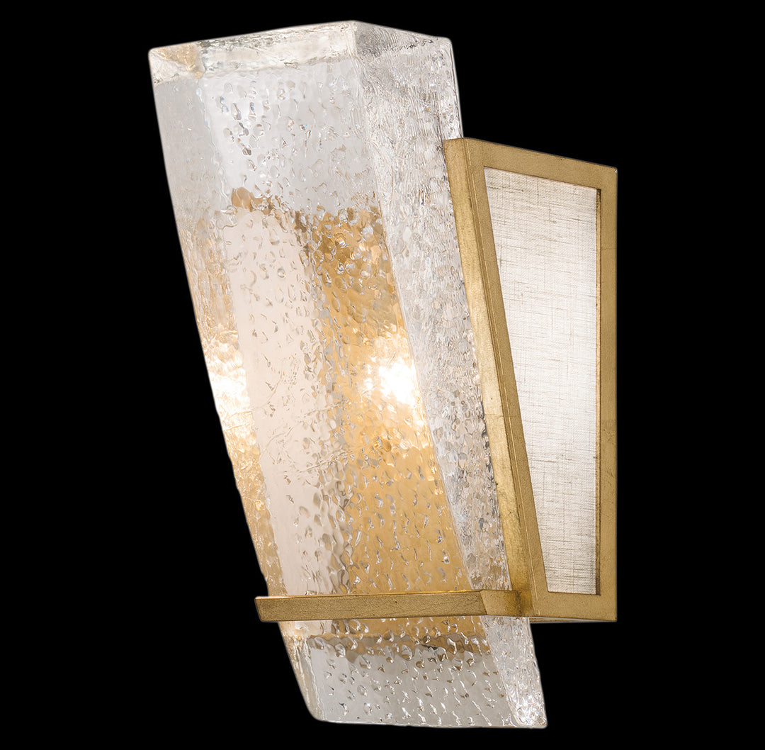 Fine Art Handcrafted Lighting Crownstone 13"H Sconce in Standard Gold Leaf, Textured Linen Inserts (890750-21ST)