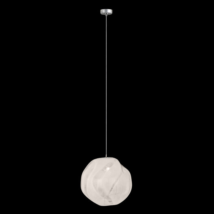 Fine Art Handcrafted Lighting Vesta 6.5"W Round Drop Light 866040 in Standard Silver Leaf w/White Glass (866040-11LD)