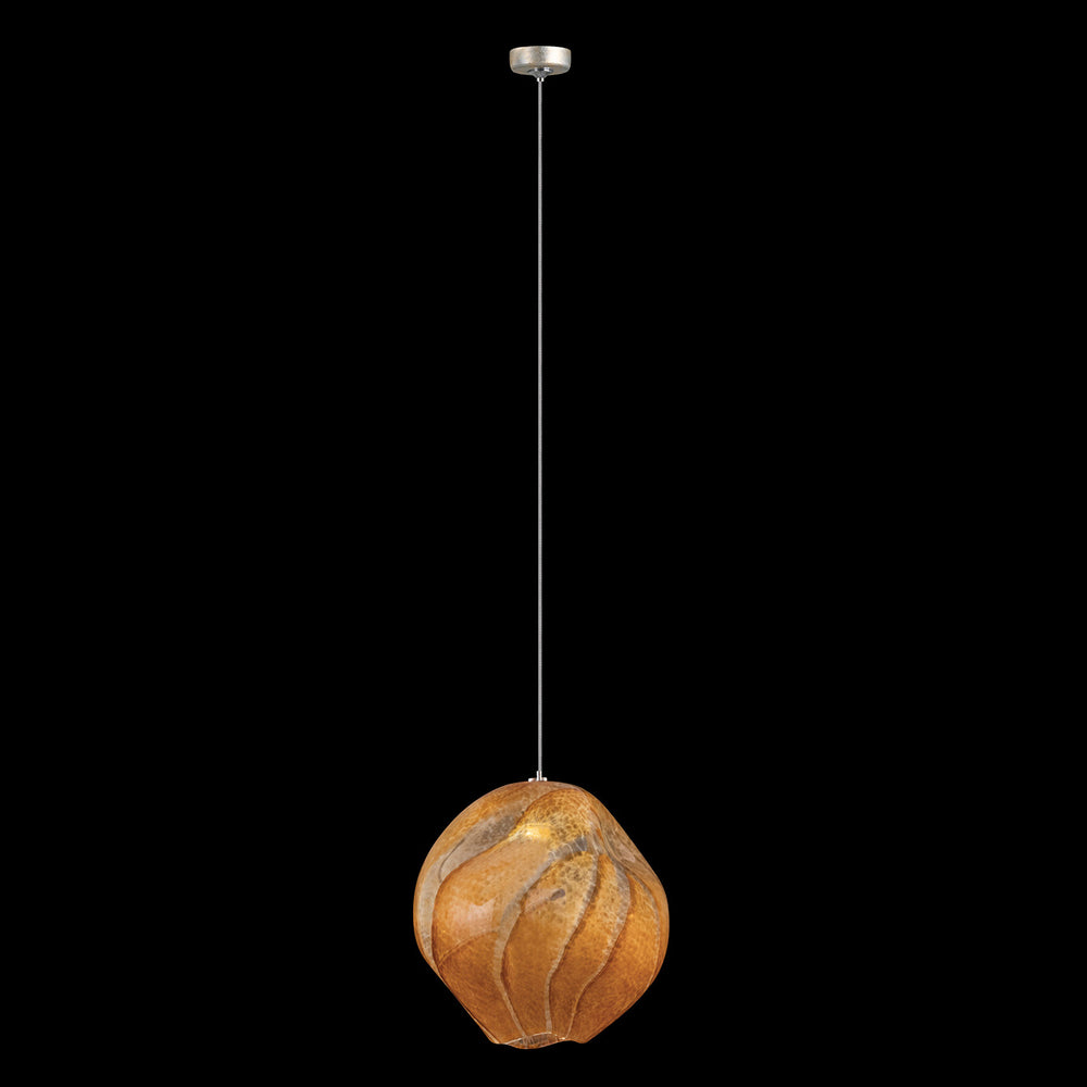 Fine Art Handcrafted Lighting Vesta 6.5"W Round Drop Light 866040 in Standard Soft Gold Leaf w/Amber Glass (866040-22LD)