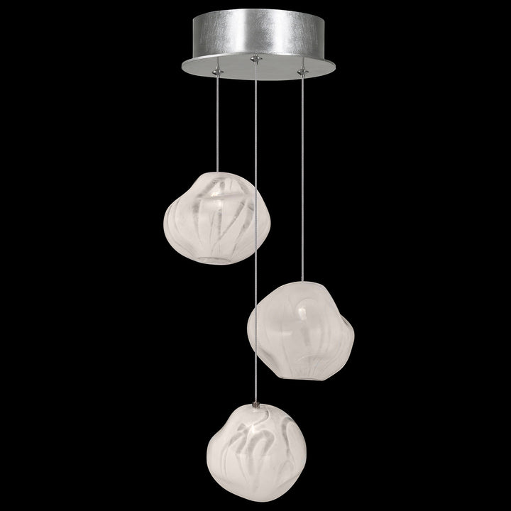Fine Art Handcrafted Lighting Vesta 9"W Round Pendant in Standard Silver Leaf w/White Glass (866240-11LD)