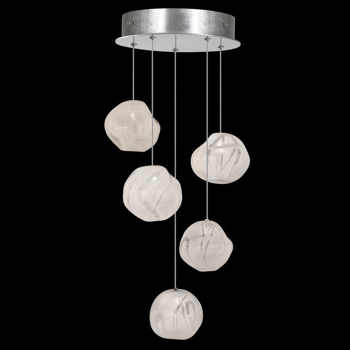 Fine Art Handcrafted Lighting Vesta 12"W Round Pendant in Standard Silver Leaf w/White Glass (866340-11LD)