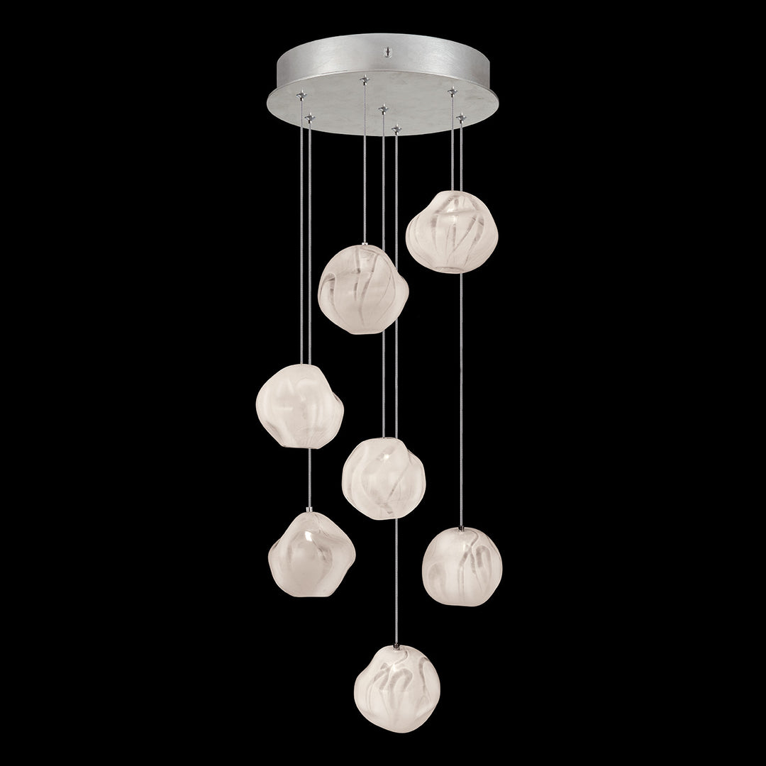 Fine Art Handcrafted Lighting Vesta 14"W Round Pendant in Standard Silver Leaf w/White Glass (866440-11LD)