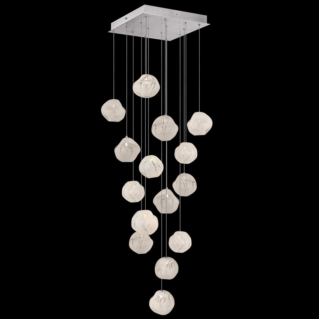 Fine Art Handcrafted Lighting Vesta 19"W Square Pendant in Standard Silver Leaf w/White Glass (866840-11LD)