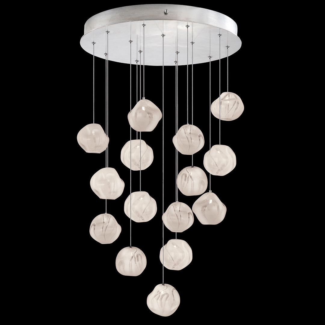 Fine Art Handcrafted Lighting Vesta 21"W Round Pendant in Standard Silver Leaf w/White Glass (867040-11LD)