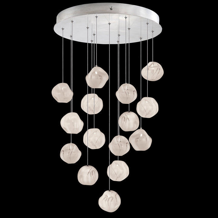 Fine Art Handcrafted Lighting Vesta 21"W Round Pendant in Standard Silver Leaf w/White Glass (867040-11LD)