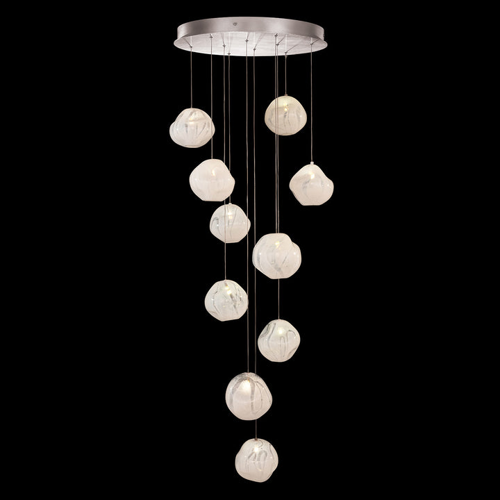 Fine Art Handcrafted Lighting Vesta 22"W Round Pendant in Standard Silver Leaf w/White Glass (869040-11LD)