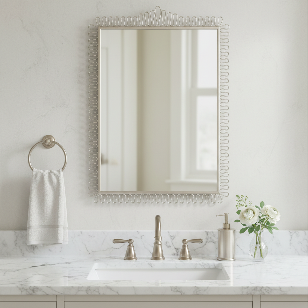 Howard Elliott Squiggle Rectangle Champagne Silver Mirror