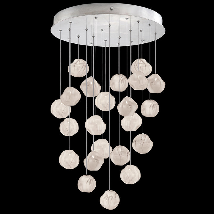 Fine Art Handcrafted Lighting Vesta 24"W Round Pendant in Standard Silver Leaf w/White Glass (869940-11LD)
