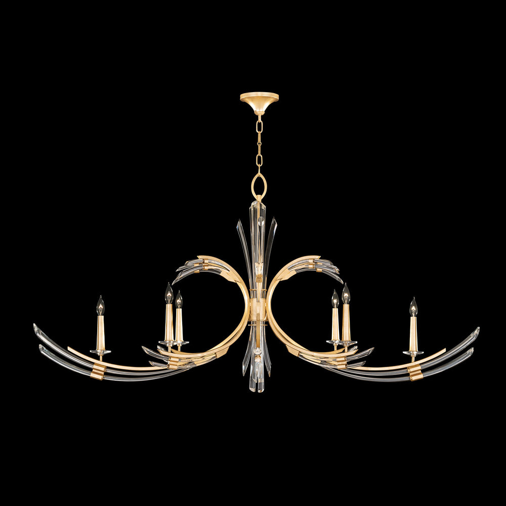 Fine Art Handcrafted Lighting Trevi 68"W Oblong Chandelier in Standard Gold Leaf (781940-2ST)