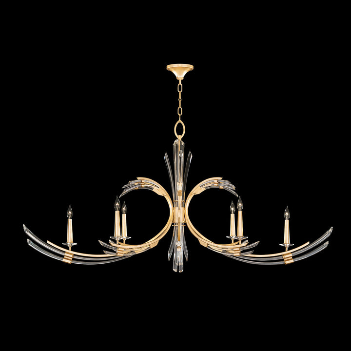 Fine Art Handcrafted Lighting Trevi 68"W Oblong Chandelier in Standard Gold Leaf (781940-2ST)