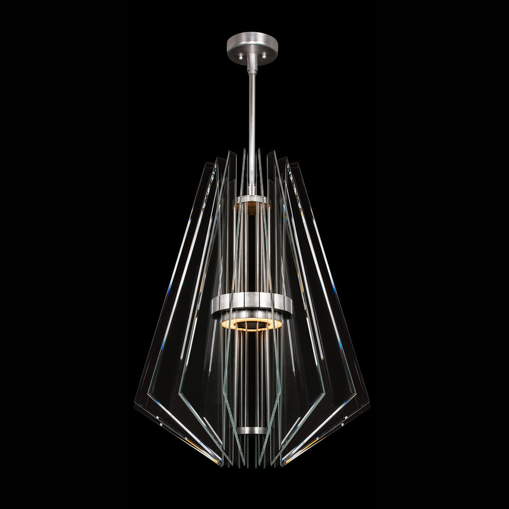 Fine Art Handcrafted Lighting Newton 28"W Round Pendant in Standard Silver Leaf, Down Glass (917040-1ST)
