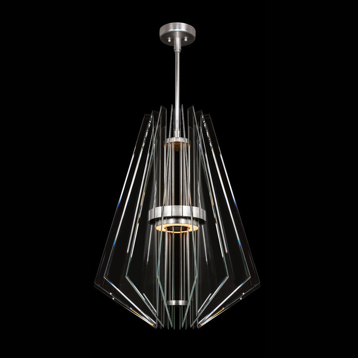 Fine Art Handcrafted Lighting Newton 28"W Round Pendant in Standard Silver Leaf, Down Glass (917040-1ST)