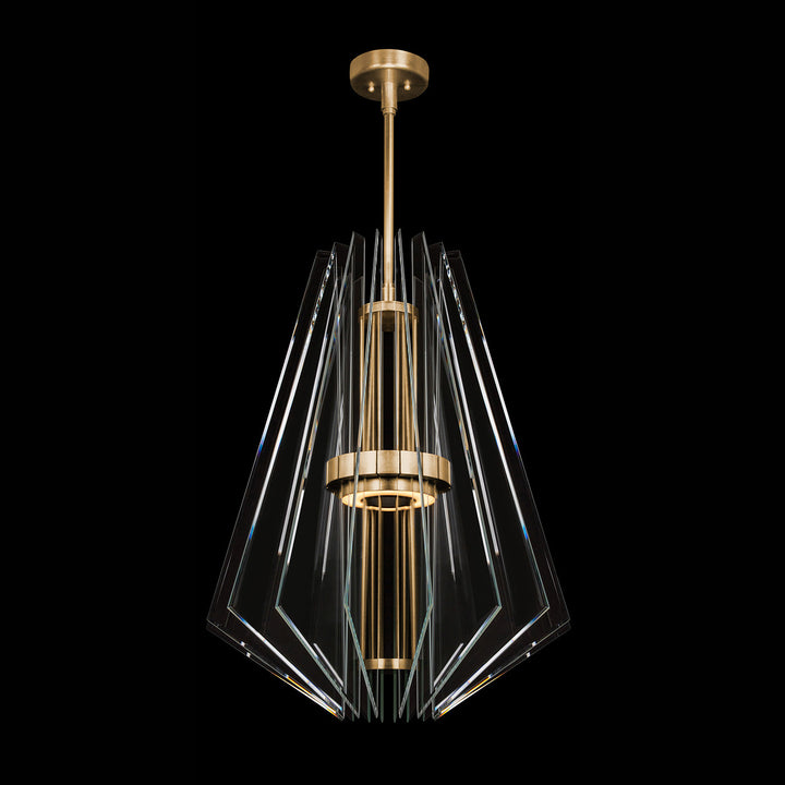 Fine Art Handcrafted Lighting Newton 28"W Round Pendant in Standard Gold Leaf, Down Glass (917040-2ST)