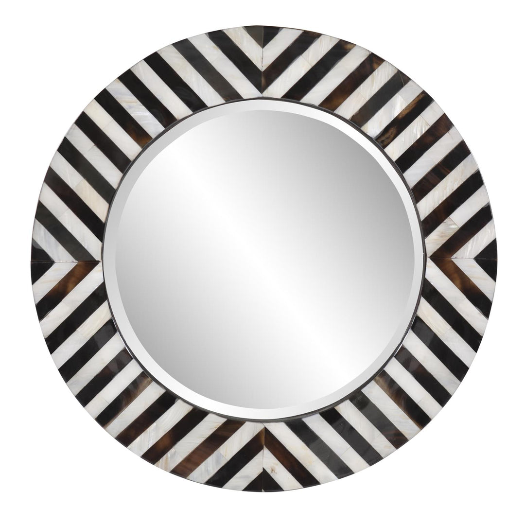 Howard Elliott Collection Julianna Round Horn and Shell Tiled Mirror