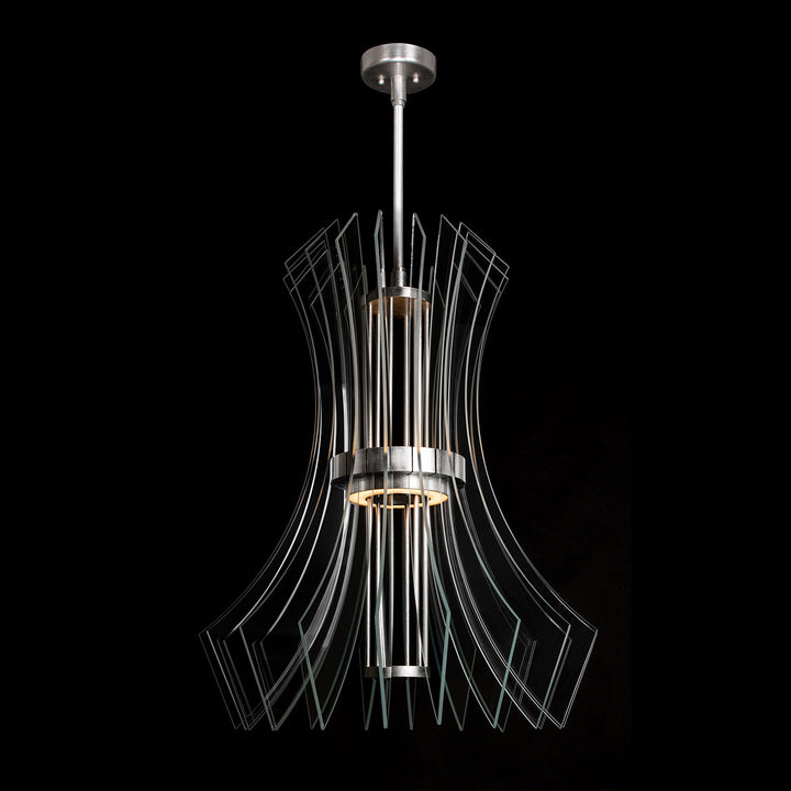 Fine Art Handcrafted Lighting Newton 27.5"W Round Pendant in Standard Silver Leaf, Down Glass (916840-1ST)