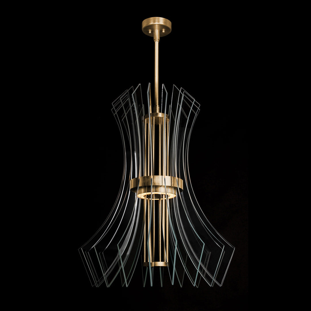 Fine Art Handcrafted Lighting Newton 27.5"W Round Pendant in Standard Gold Leaf, Down Glass (916840-2ST)