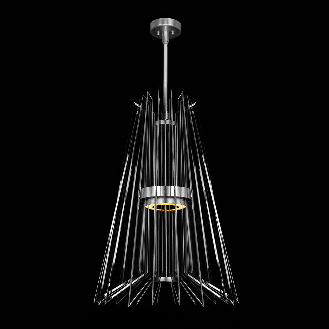 Fine Art Handcrafted Lighting Newton 23.5"W Round Pendant in Standard Silver Leaf, Down Glass (916940-1ST)