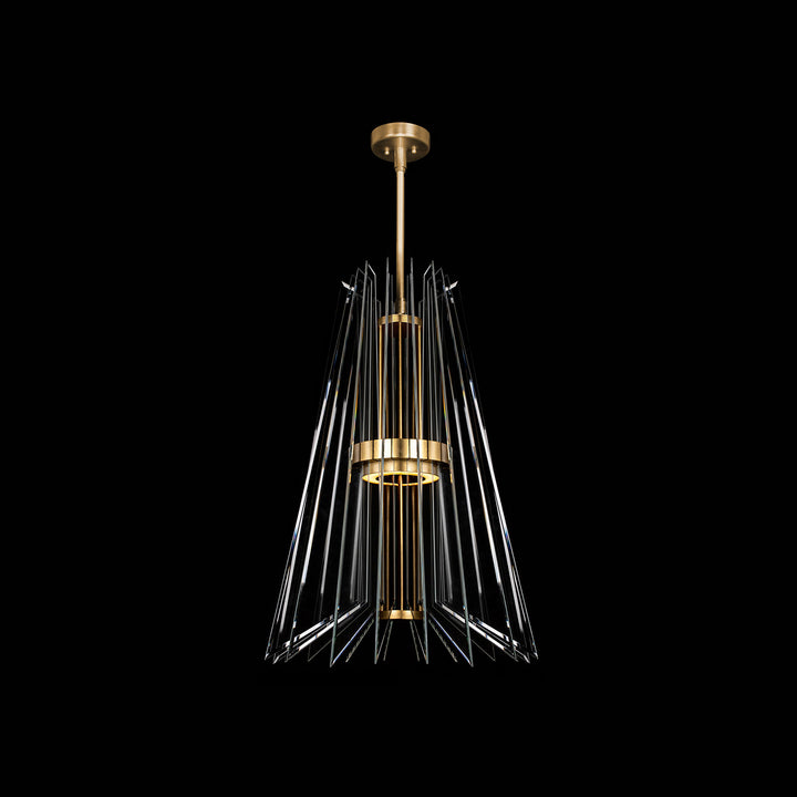 Fine Art Handcrafted Lighting Newton 23.5"W Round Pendant in Standard Gold Leaf, Down Glass (916940-2ST)