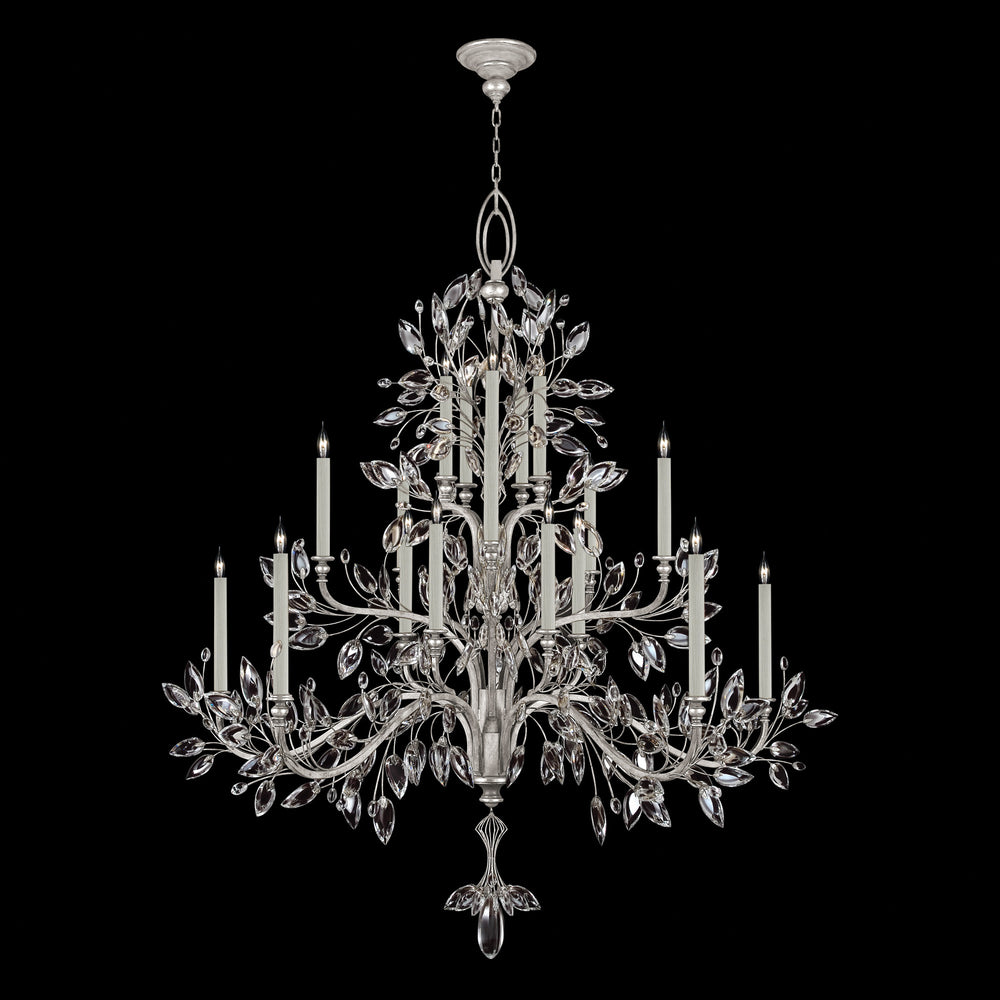 Fine Art Handcrafted Lighting Crystal Laurel 75"W Round Chandelier in Standard Silver Leaf (771240-SF4)