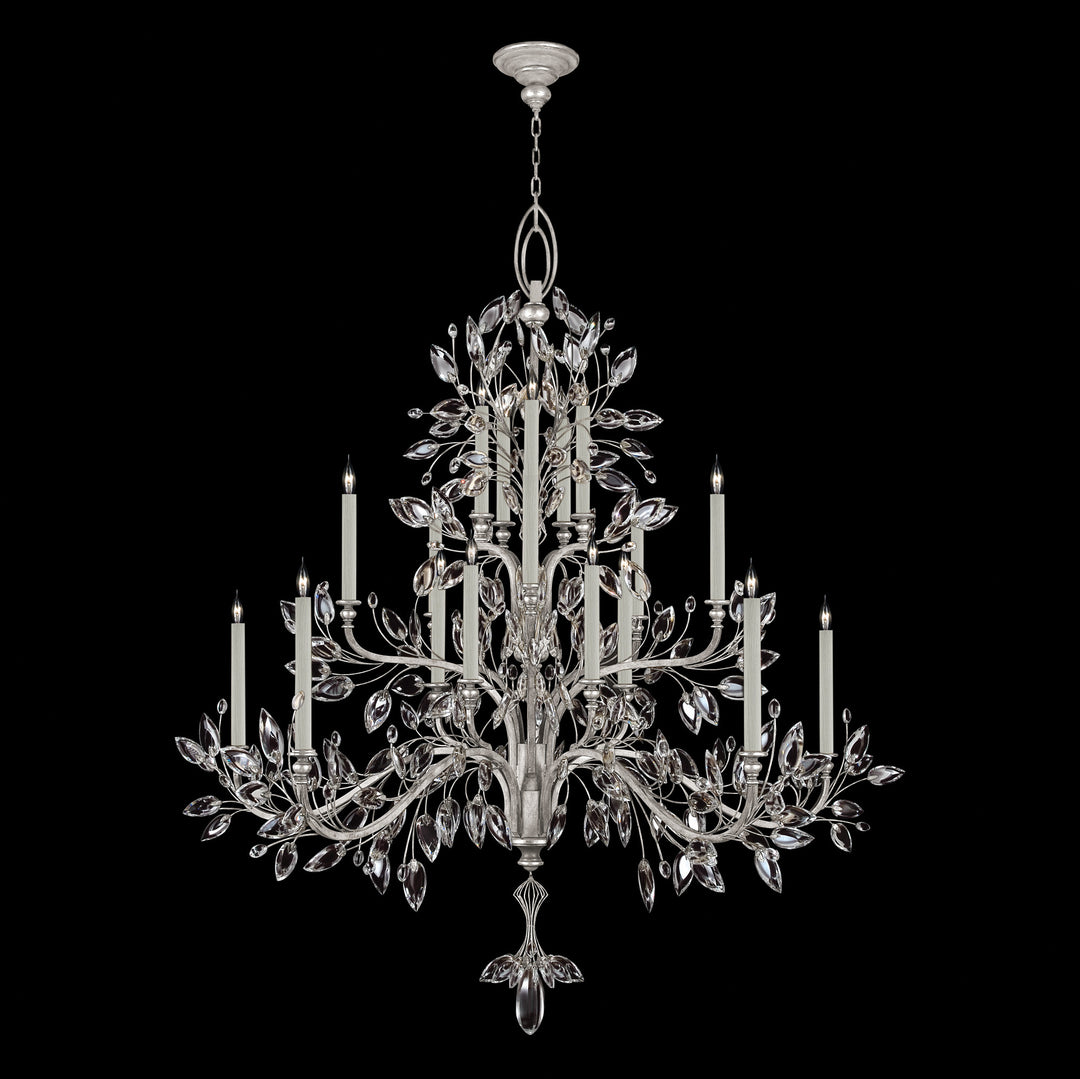 Fine Art Handcrafted Lighting Crystal Laurel 75"W Round Chandelier in Standard Silver Leaf (771240-SF4)