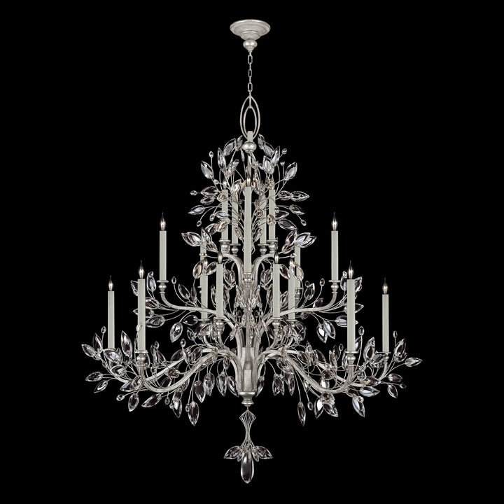 Fine Art Handcrafted Lighting Crystal Laurel 75"W Round Chandelier in Standard Silver Leaf (771240-SF4)