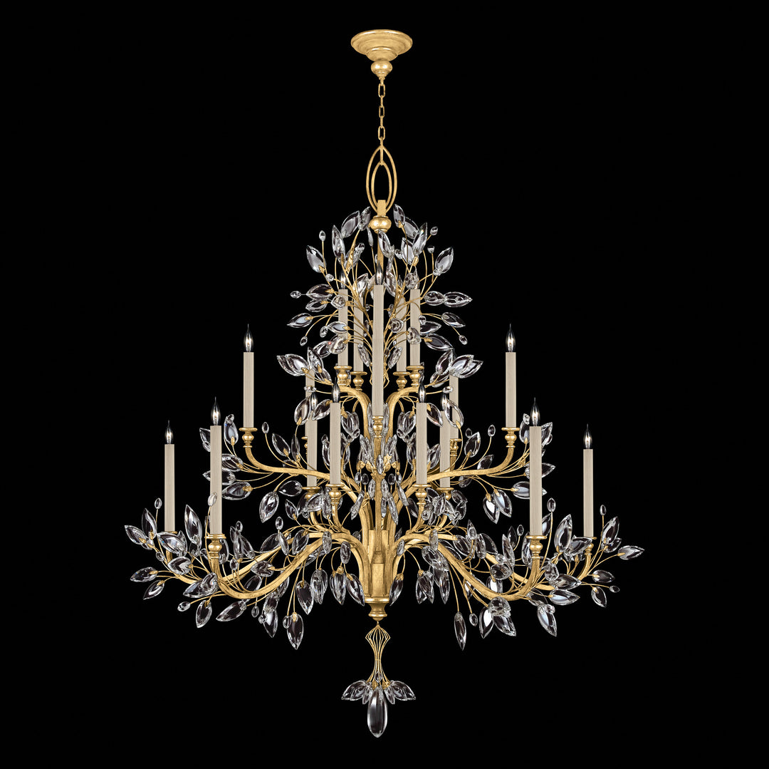 Fine Art Handcrafted Lighting Crystal Laurel 75"W Round Chandelier in Standard Gold Leaf (771240-SF3)