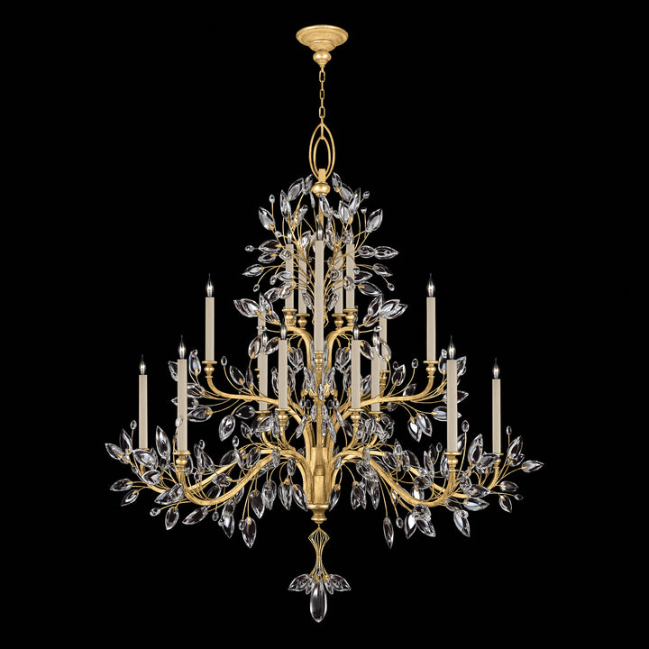 Fine Art Handcrafted Lighting Crystal Laurel 75"W Round Chandelier in Standard Gold Leaf (771240-SF3)