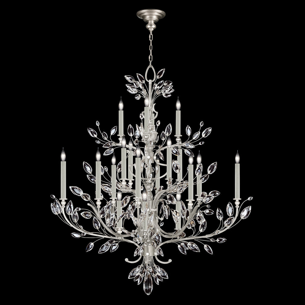 Fine Art Handcrafted Lighting Crystal Laurel 57"W Round Chandelier in Standard Silver Leaf (771140-SF4)