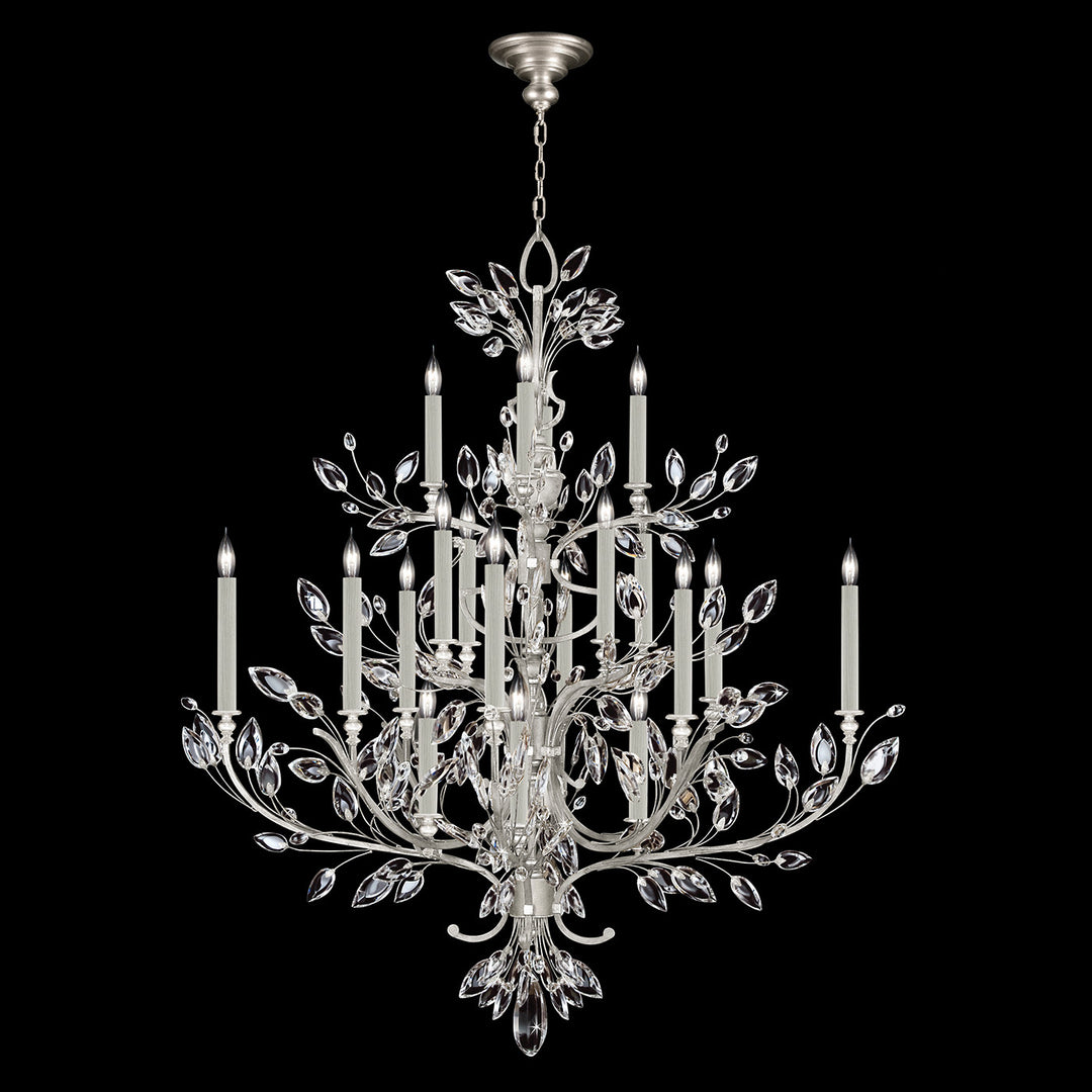 Fine Art Handcrafted Lighting Crystal Laurel 57"W Round Chandelier in Standard Silver Leaf (771140-SF4)