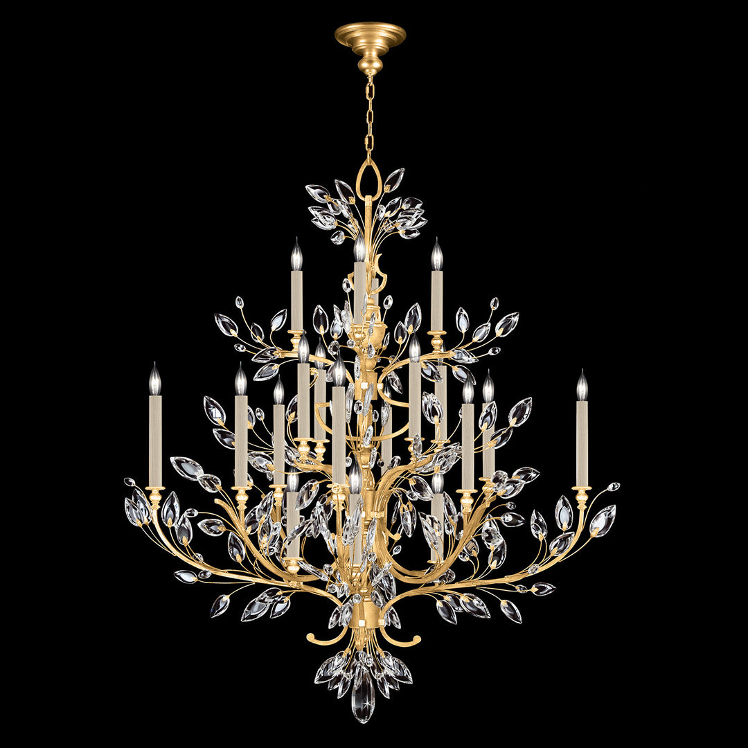 Fine Art Handcrafted Lighting Crystal Laurel 57"W Round Chandelier in Standard Gold Leaf (771140-SF3)