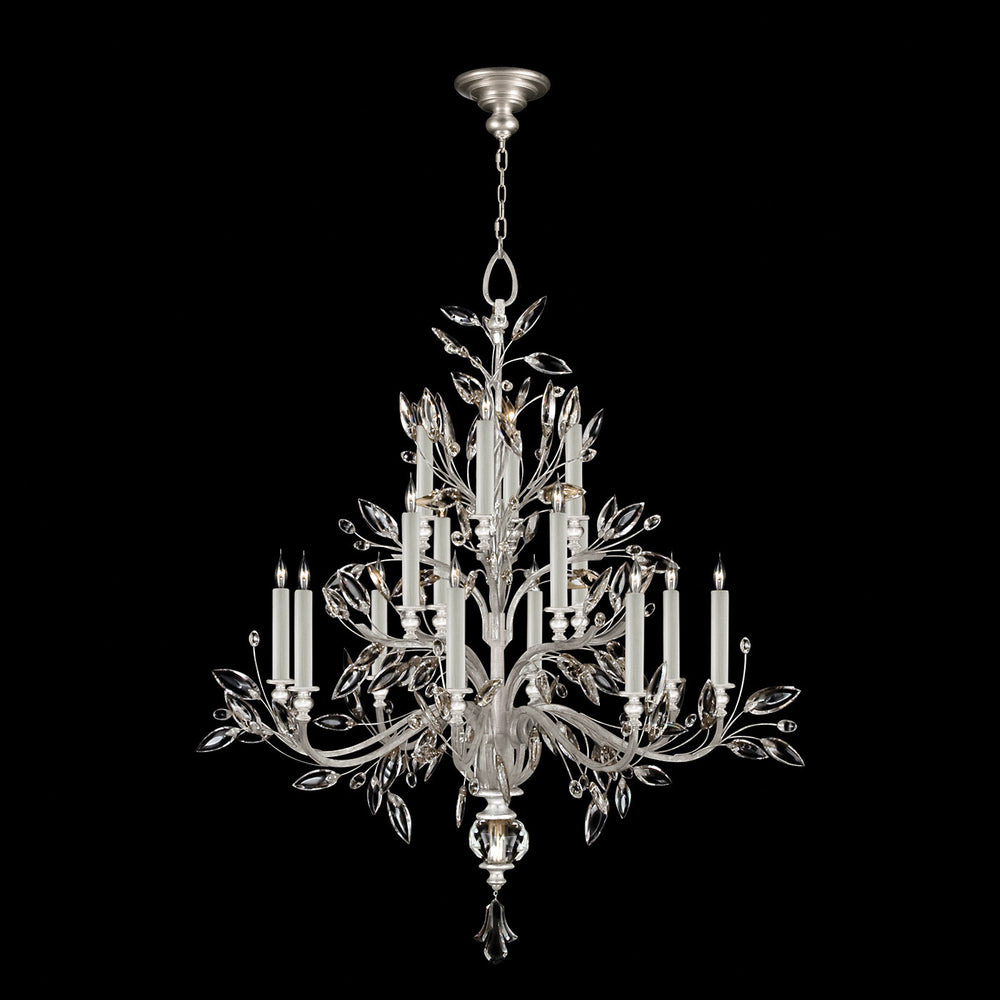 Fine Art Handcrafted Lighting Crystal Laurel 45"W Round Chandelier in Standard Silver Leaf (759440-SF4)