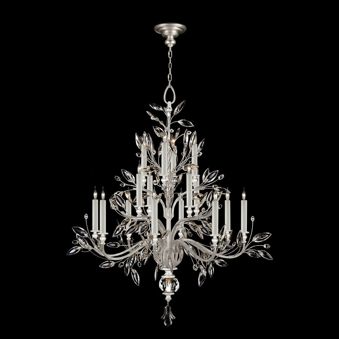 Fine Art Handcrafted Lighting Crystal Laurel 45"W Round Chandelier in Standard Silver Leaf (759440-SF4)