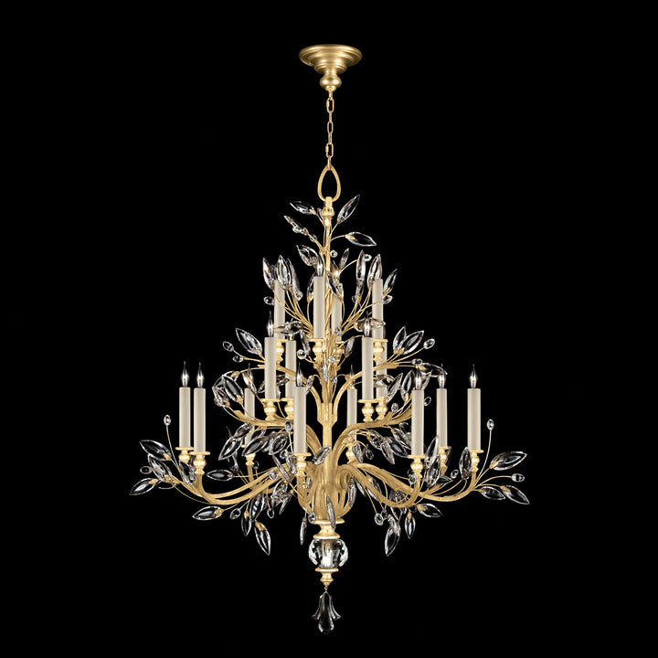 Fine Art Handcrafted Lighting Crystal Laurel 45"W Round Chandelier in Standard Gold Leaf (759440-SF3)