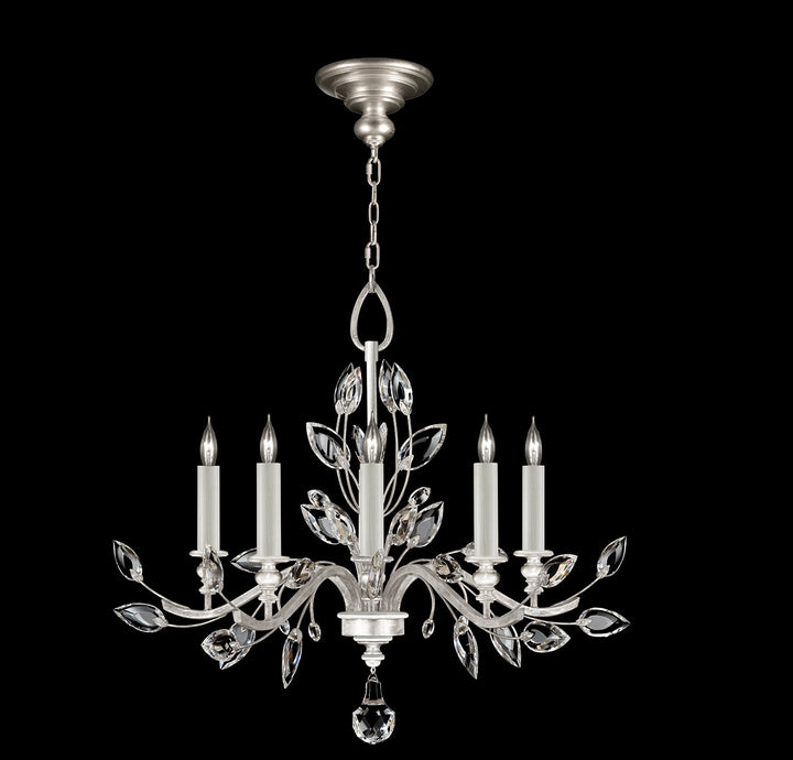 Fine Art Handcrafted Lighting Crystal Laurel 32"W Round Chandelier in Standard Silver Leaf (753040-SF4)