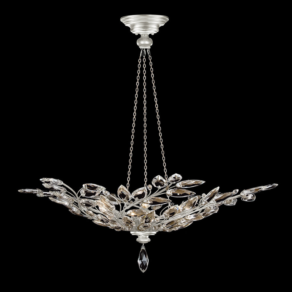 Fine Art Handcrafted Lighting Crystal Laurel 47"W Round Pendant in Standard Silver Leaf (753740-SF4)