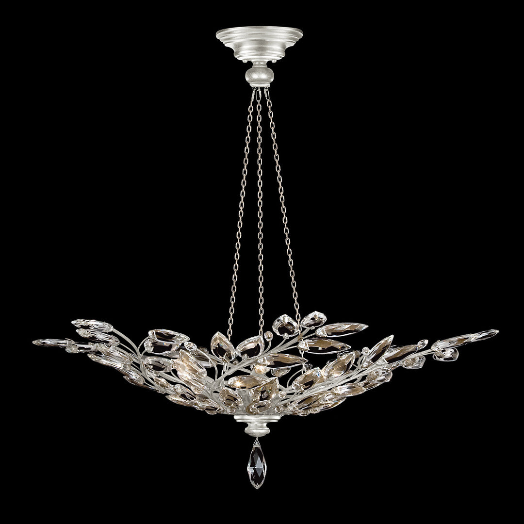 Fine Art Handcrafted Lighting Crystal Laurel 47"W Round Pendant in Standard Silver Leaf (753740-SF4)