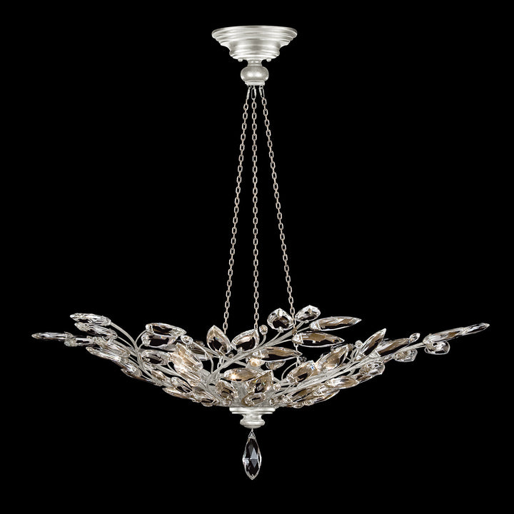 Fine Art Handcrafted Lighting Crystal Laurel 47"W Round Pendant in Standard Silver Leaf (753740-SF4)
