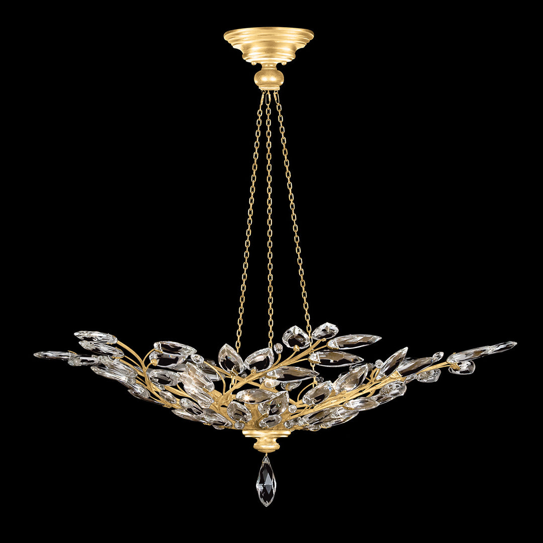 Fine Art Handcrafted Lighting Crystal Laurel 47"W Round Pendant in Standard Gold Leaf (753740-SF3)