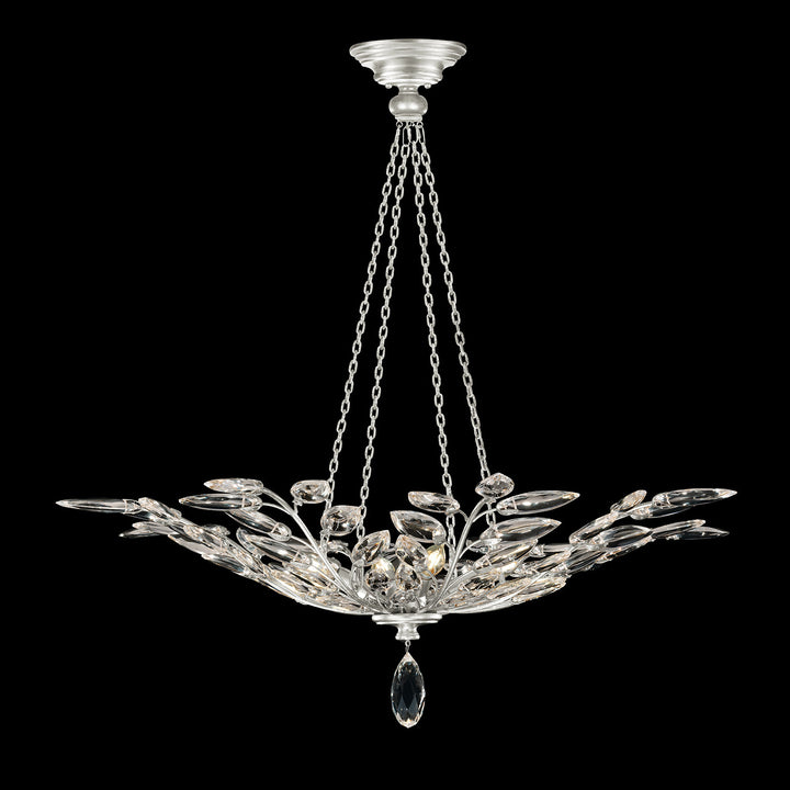 Fine Art Handcrafted Lighting Crystal Laurel 35"W Round Pendant in Standard silver Leaf (753640-SF4)