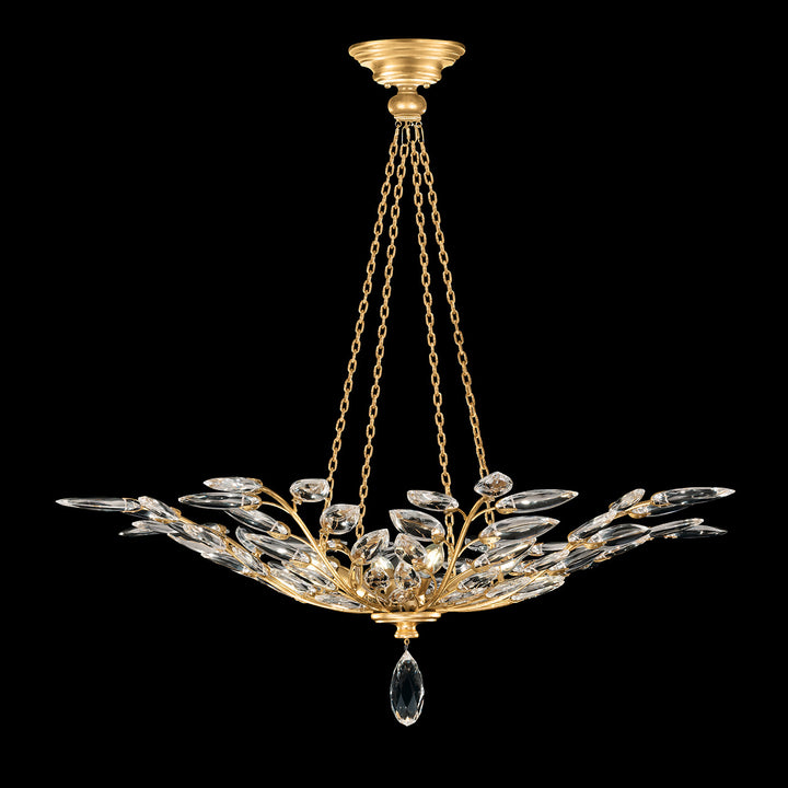 Fine Art Handcrafted Lighting Crystal Laurel 35"W Round Pendant in Standard Gold Leaf (753640-SF3)
