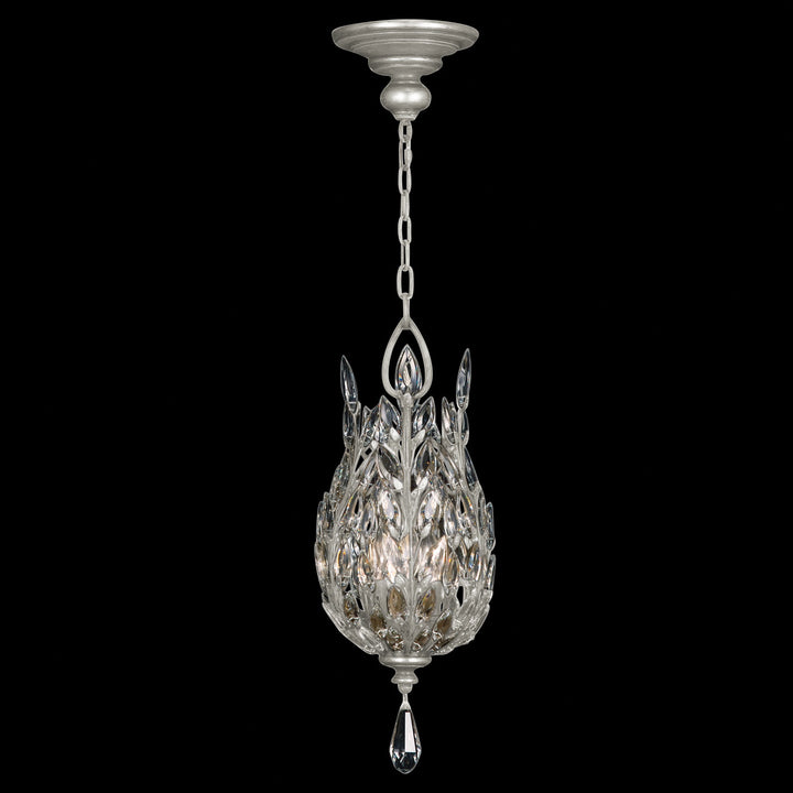 Fine Art Handcrafted Lighting Crystal Laurel 11"W Round Pendant in Standard Silver Leaf (804640-SF4)