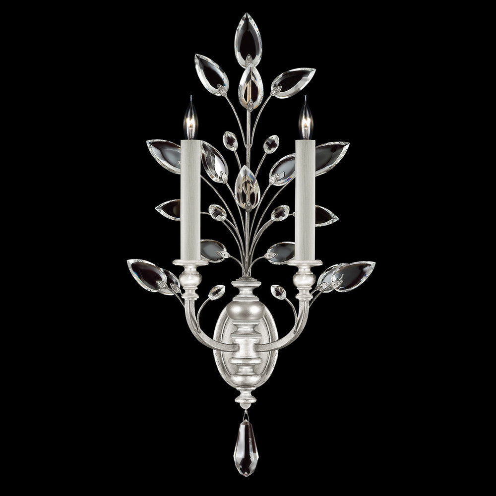 Fine Art Handcrafted Lighting Crystal Laurel 28"H Sconce in Standard Silver Leaf (759750-SF4)