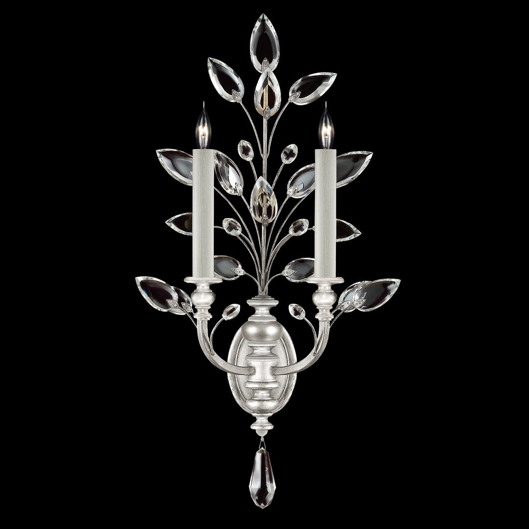 Fine Art Handcrafted Lighting Crystal Laurel 28"H Sconce in Standard Silver Leaf (759750-SF4)