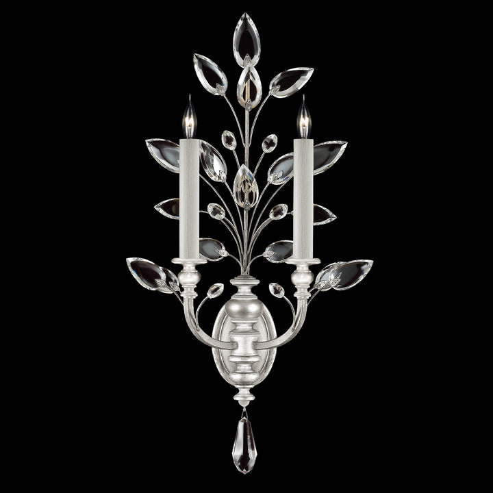 Fine Art Handcrafted Lighting Crystal Laurel 28"H Sconce in Standard Silver Leaf (759750-SF4)