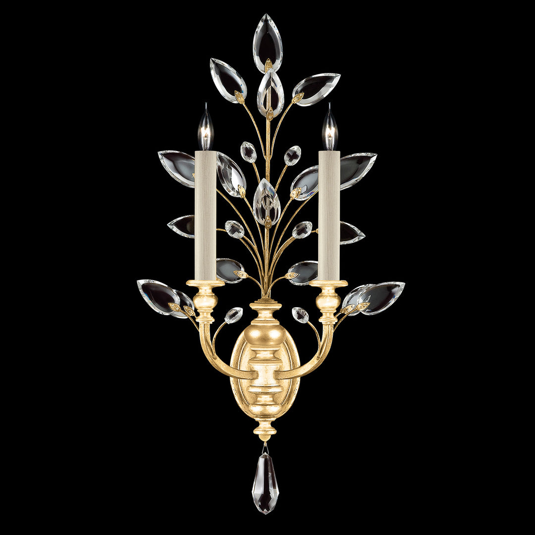 Fine Art Handcrafted Lighting Crystal Laurel 28"H Sconce in Standard Gold Leaf (759750-SF3)