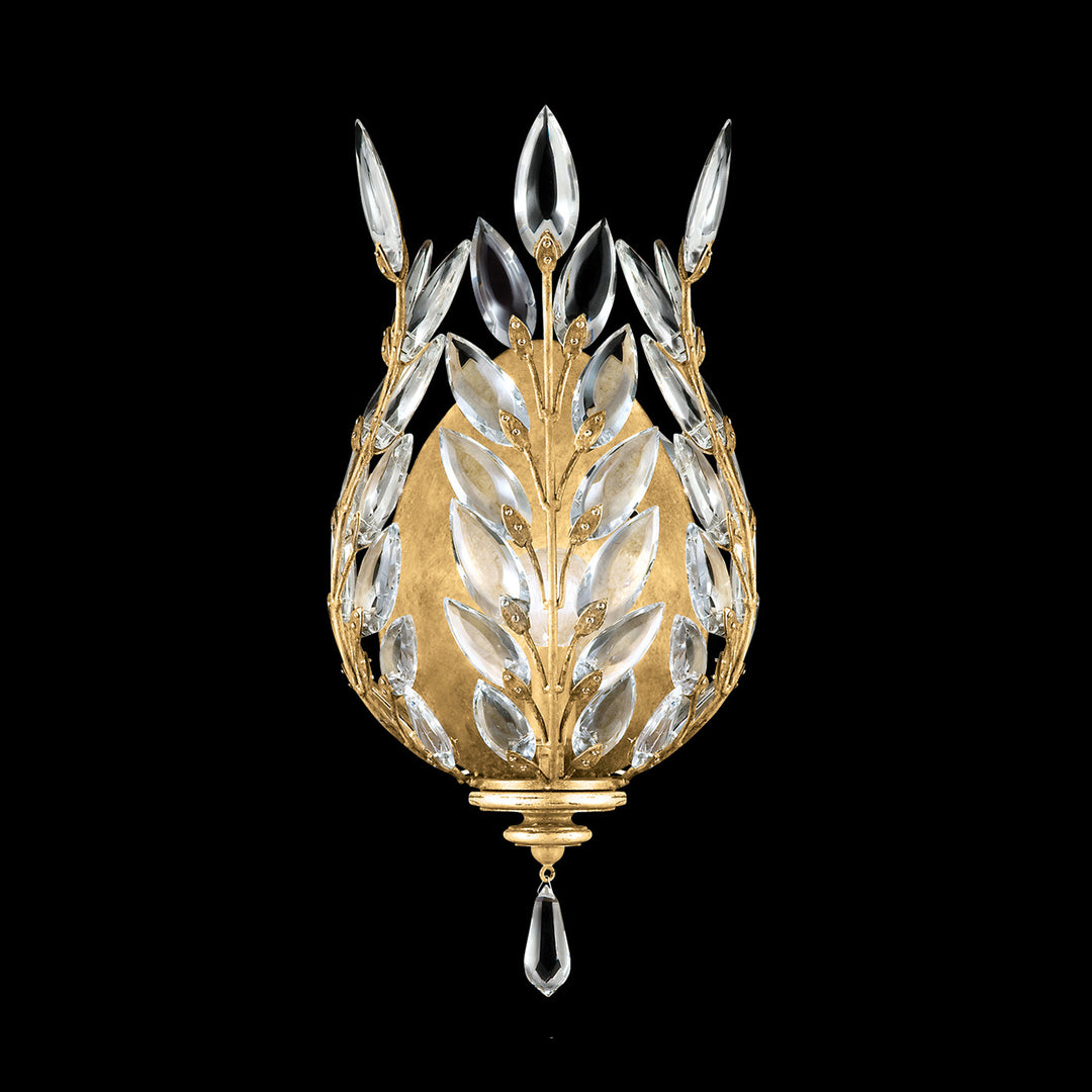Fine Art Handcrafted Lighting Crystal Laurel 17"H Sconce in Standard Gold Leaf (759550-SF3)