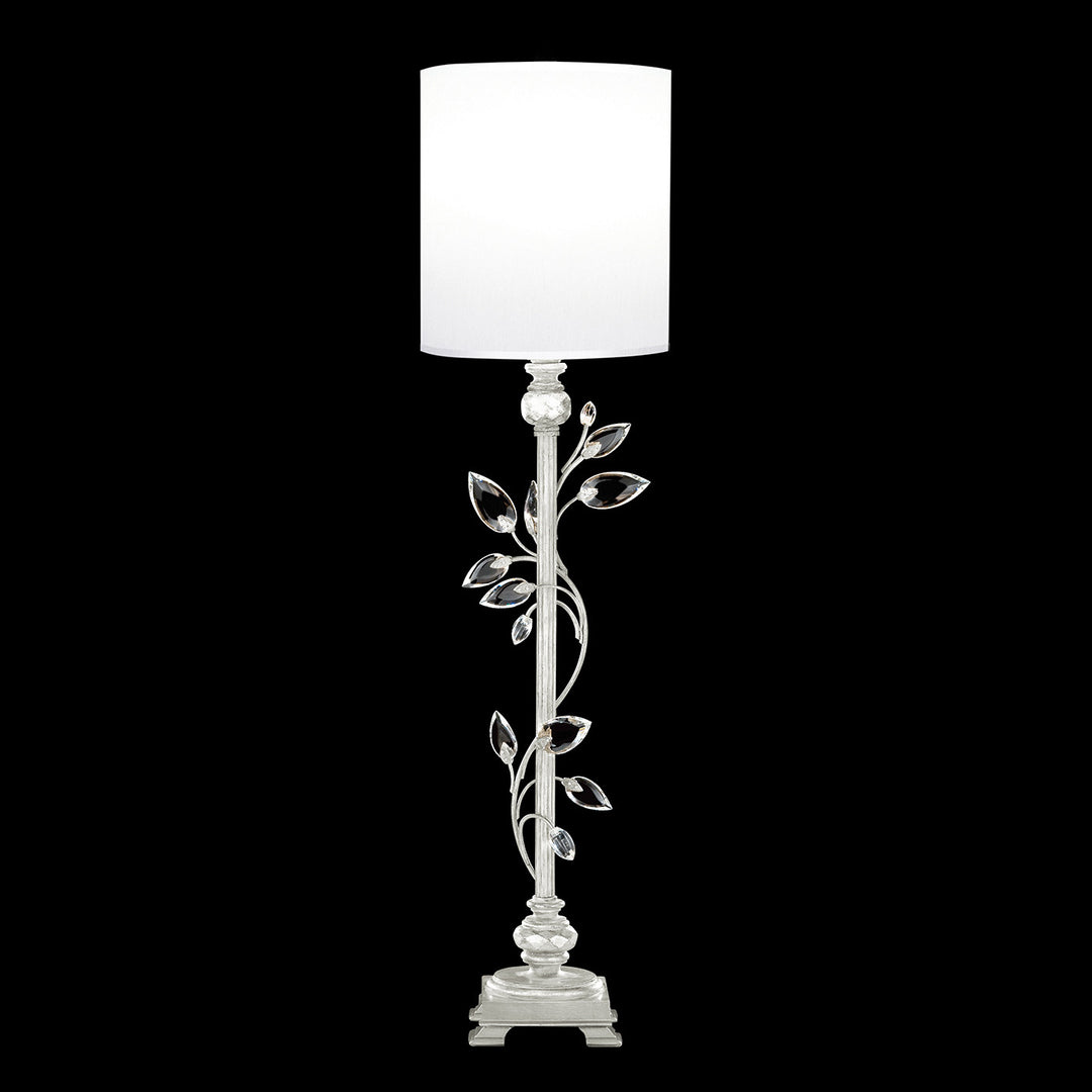 Fine Art Handcrafted Lighting Crystal Laurel 37"H Console Lamp in Standard Silver Leaf w/White Fabric Shade (752915-SF41)